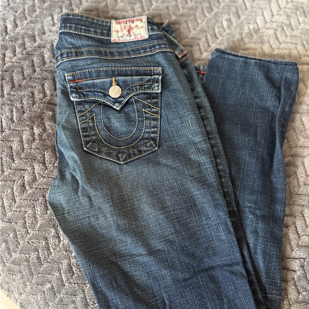 True Religion Women's Dark Blue Straight Leg Jeans